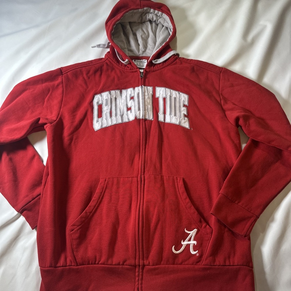 Alabama Crimson Tide Full Zip Hoodie Mens Large Red NCAA Football